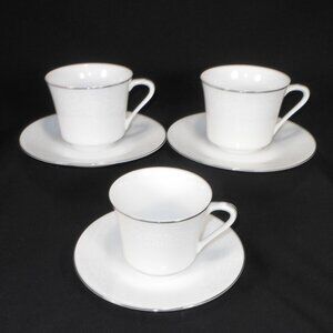 3 sets of beautiful flat tea cups & saucers. Royal Sealy Japan ENCHANTMENT